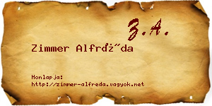 Zimmer Alfréda névjegykártya